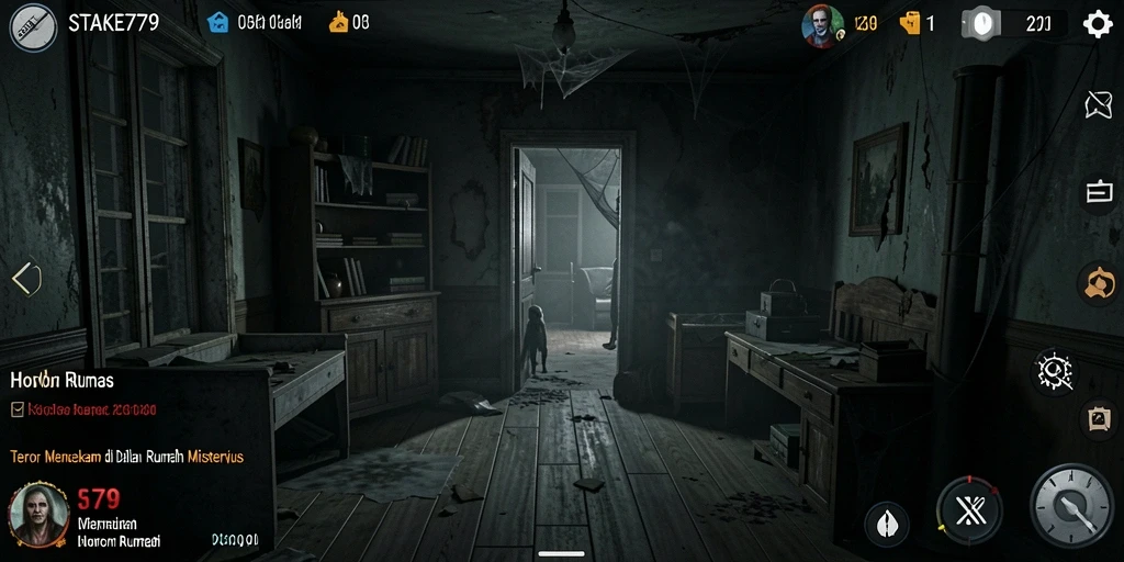 Tampilan antarmuka mencekam dari game Horor Rumah STAKE779.